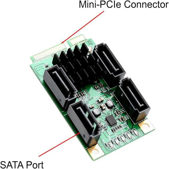 Alt view image 4 of 6 - SYBA SI-MPE40125 4 Port SATA III Mini PCI-e Expansion Card Marvel 9215 Chipset