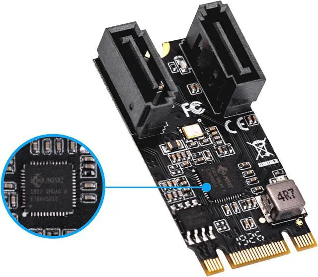 Alt view image 2 of 2 - SYBA SI-ADA40149 M.2 (B+M Key) 22x42 to SATA III 2 Ports Adapter Card, Jmicro JMB582 Chipset