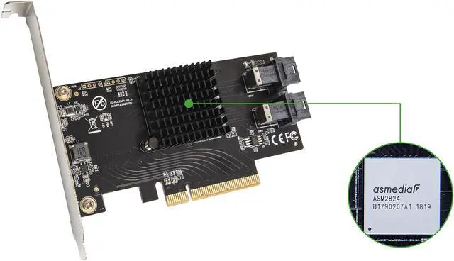 Alt view image 2 of 5 - SYBA U.2 Ports to PCIe 3.0 x8 Bifurcation Riser Controller - Support Non-BiFurcation Motherboard - SI-PEX40151