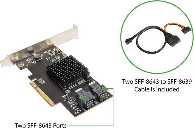 Alt view image 3 of 5 - SYBA U.2 Ports to PCIe 3.0 x8 Bifurcation Riser Controller - Support Non-BiFurcation Motherboard - SI-PEX40151