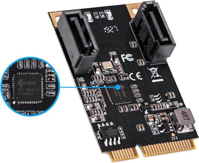 Alt view image 2 of 5 - SYBA SI-MPE40150 2 Ports SATA III Full Height MiniPCIE Controller Card (Jmicro Chipset)