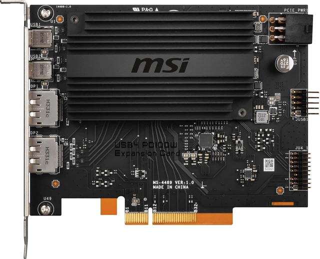 Alt view image 4 of 11 - MSI USB4 PD100W Expansion Card, PCIe 4.0 x4, Dual USB4 Type-C (40Gbps), Dual DisplayPort 1.4 Input, Up to 100W Power Delivery