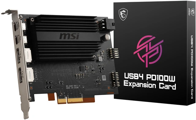 Main image of MSI USB4 PD100W Expansion Card, PCIe 4.0 x4, Dual USB4 Type-C (40Gbps), Dual DisplayPort 1.4 Input, Up to 100W Power Delivery