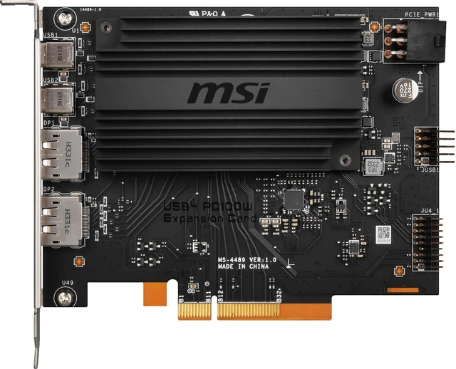 Alt view image 4 of 11 - MSI USB4 PD100W Expansion Card, PCIe 4.0 x4, Dual USB4 Type-C (40Gbps), Dual DisplayPort 1.4 Input, Up to 100W Power Delivery