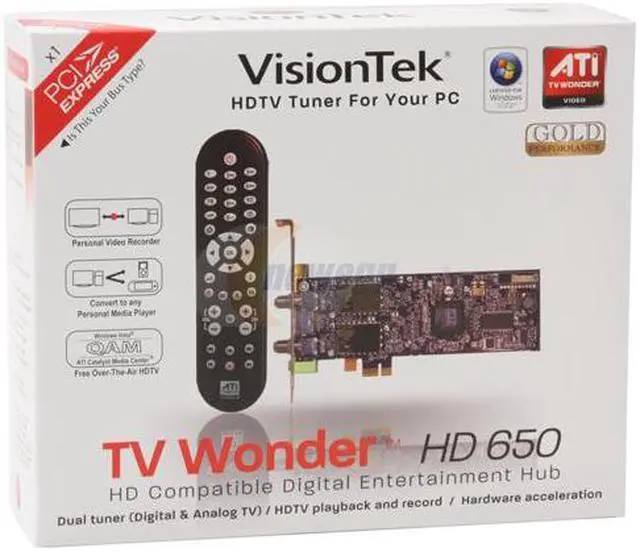 Alt view image 9 of 9 - VisionTek 900192 TV Wonder 650 Combo PCIe HDTV Tuner PVR w/Remote