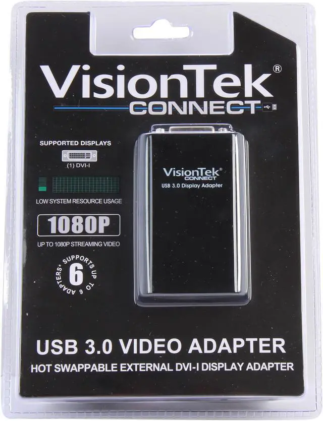 Alt view image 6 of 6 - VisionTek 900545 USB 3.0 to DVI-I Adapter (W/ DVI to VGA Adapter)