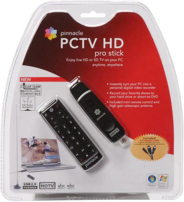 Alt view image 5 of 5 - Pinnacle ATSC/NTSC USB TV Tuner and Capture w/ Mini Remote PCTV HD Pro Stick USB 2.0 Interface