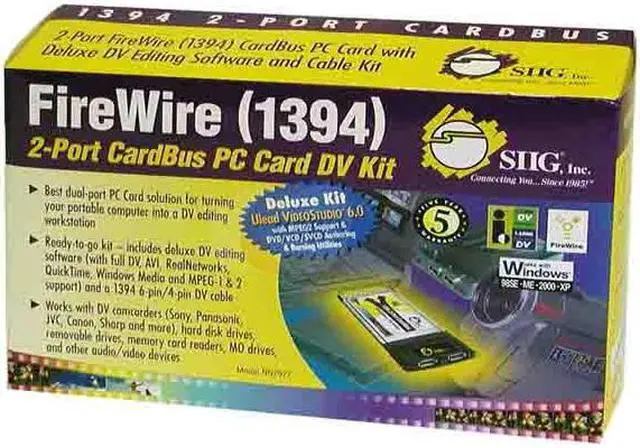Alt view image 4 of 4 - SIIG NN-PC2012 IEEE 1394 PCMCIA Card 2 x IEEE 1394