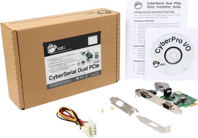 Alt view image 6 of 5 - SIIG CyberSerial Dual PCIe 2 9-pin Serial Ports (16950 UART) to PCI Express System Model JJ-E10D11-S3