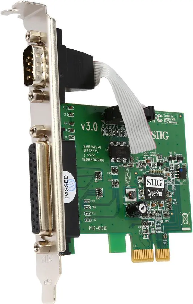 Main image of SIIG PCIe board with 1 serial (RS-232) and parallel (DB25) port Model JJ-E00011-S3 - OEM