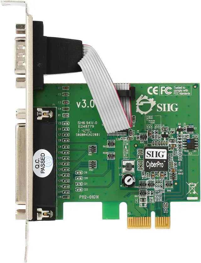 Alt view image 3 of 5 - SIIG PCIe board with 1 serial (RS-232) and parallel (DB25) port Model JJ-E00011-S3 - OEM