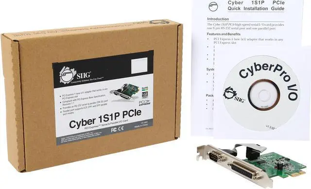 Alt view image 5 of 5 - SIIG PCIe board with 1 serial (RS-232) and parallel (DB25) port Model JJ-E00011-S3 - OEM