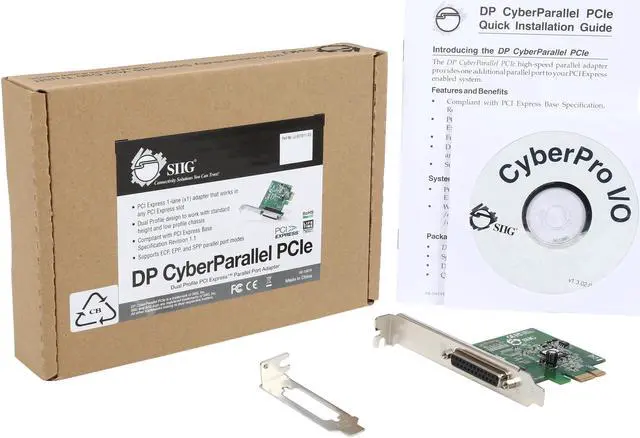 Alt view image 5 of 5 - SIIG 1-port Dual Profile ECP/EPP high-speed parallel PCIe adapter Model JJ-E01011-S3