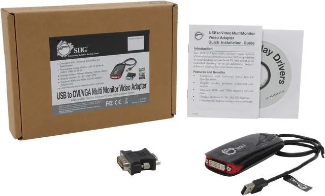 Alt view image 5 of 5 - SIIG JU-DV0211-S1 USB to DVI/VGA External Video Card Multi Monitor Video Adapter