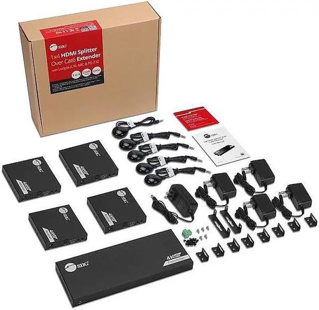 Alt view image 14 of 14 - SIIG 1x4 HDMI Splitter Over Cat6 Extender with Loopout, IR, ARC & RS-232 CE-H27A11-S1