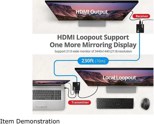Alt view image 5 of 7 - SIIG 4K 60Hz HDMI Over Cat6 Extender with Loopout & IR CE-H27D11-S1