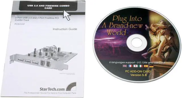 Alt view image 5 of 6 - StarTech.com 3 Port USB 2.0 and 2 Port IEEE-1394 FireWire Slot Saver PCI Card Model PCI3UV22F