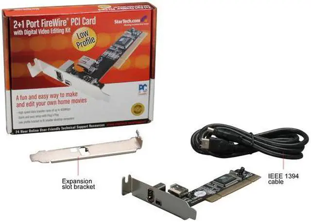 Alt view image 6 of 6 - StarTech PCI1394_2LP 3 Port PCI Low Profile 1394a FireWire Adapter Card