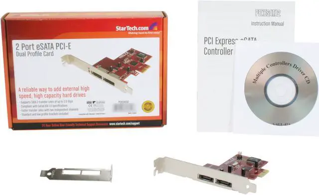 Alt view image 4 of 4 - StarTech.com 2 Port PCI Express eSATA Controller Adapter Card Model PEXESATA2