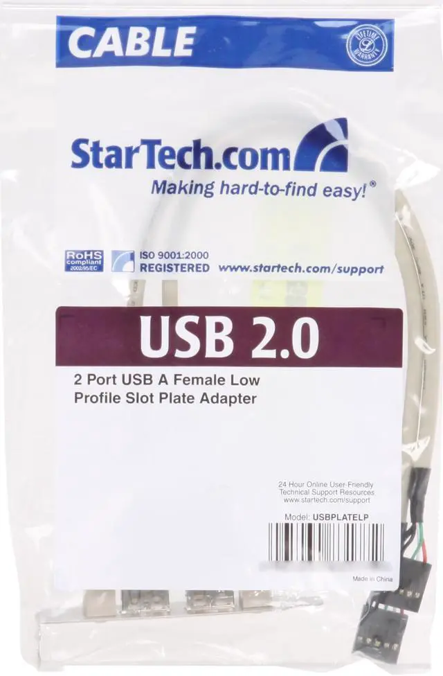 Alt view image 3 of 3 - StarTech  2 Port USB A Female Low Profile Slot Plate Adapter Model USBPLATELP