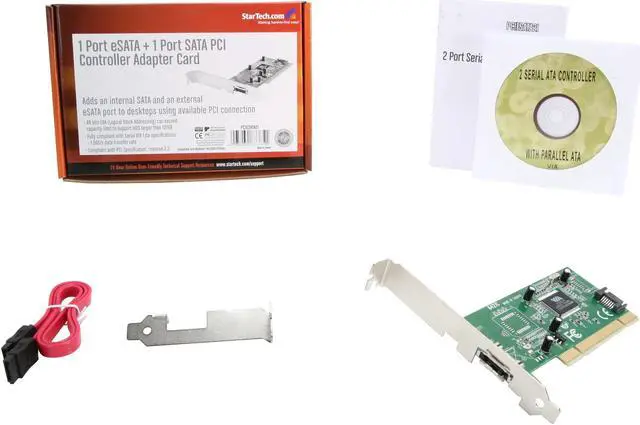 Alt view image 6 of 6 - StarTech.com 1 Port eSATA + 1 Port SATA PCI Controller Card w/ LP Bracket Model PCIESATA2I