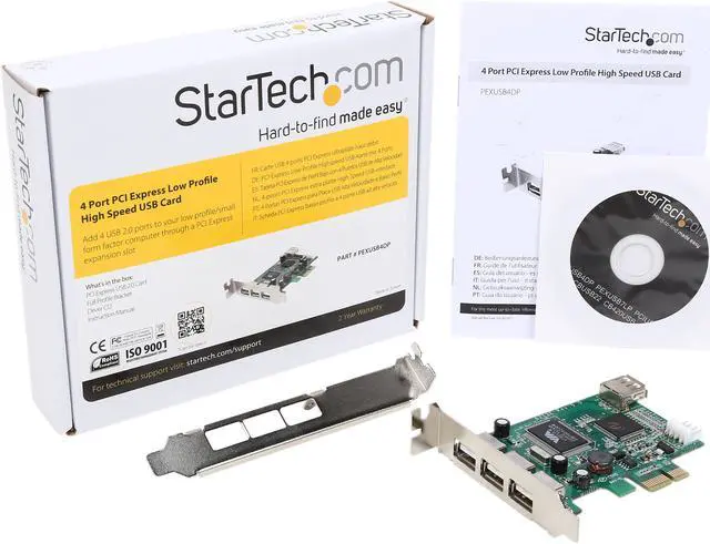 Alt view image 6 of 5 - StarTech PEXUSB4DP 4 Port PCI Express Low Profile High Speed USB Card - PCIe USB 2.0 Card - PCI-E USB 2.0 Card