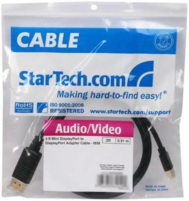 Alt view image 3 of 3 - StarTech.com MDP2DPMM3 3 ft Mini DisplayPort to DisplayPort 1.2 Adapter Cable M/M - DisplayPort 4k with HBR2 support - 3 feet Mini DP to DP Cable