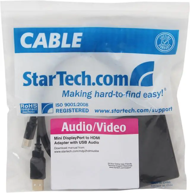 Alt view image 3 of 3 - StarTech.com MDP2HDMIUSBA Mini DisplayPort to HDMI Adapter with USB Audio