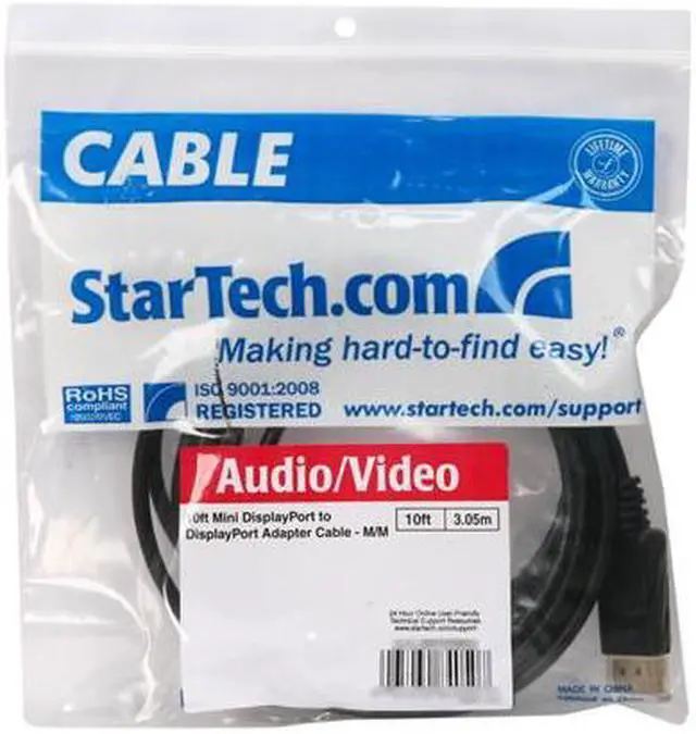 Alt view image 3 of 3 - StarTech.com MDP2DPMM10 10 ft Mini DisplayPort to DisplayPort 1.2 Adapter Cable M/M - DisplayPort 4k with HBR2 support - 10 feet Mini DP to DP Cable