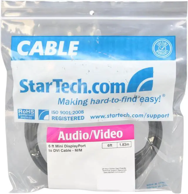 Alt view image 7 of 7 - StarTech.com MDP2DVIMM6 6 ft Mini DisplayPort to DVI Cable - M/M - MDP to DVI Cable - MiniDP to DVI - Mini DP to DVI Converter
