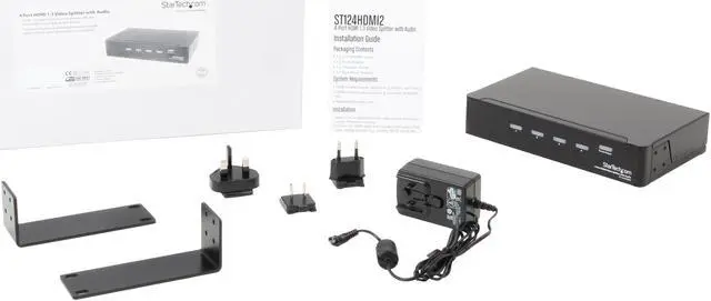 Alt view image 5 of 4 - StarTech ST124HDMI2 HDMI Splitter 1 In 4 Out - 1080p - 4 Port -Mounting Brackets - 1.3 Audio - HDMI Multi Port - HDMI Audio Splitter