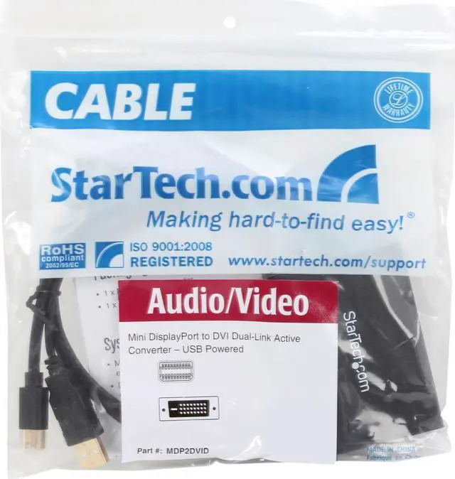 Alt view image 6 of 6 - StarTech.com MDP2DVID Mini DisplayPort to DVI Dual-Link Active Adapter - USB Powered