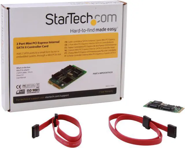 Alt view image 4 of 4 - StarTech.com 2 Port Mini PCI Express Internal SATA II Controller Card Model MPEXSATA22I