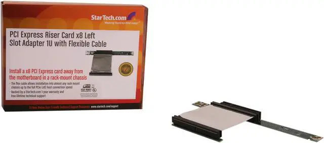 Alt view image 5 of 5 - StarTech.com PCI Express Riser Card x8 Left Slot Adapter 1U with Flexible Cable Model PEX8RISERF