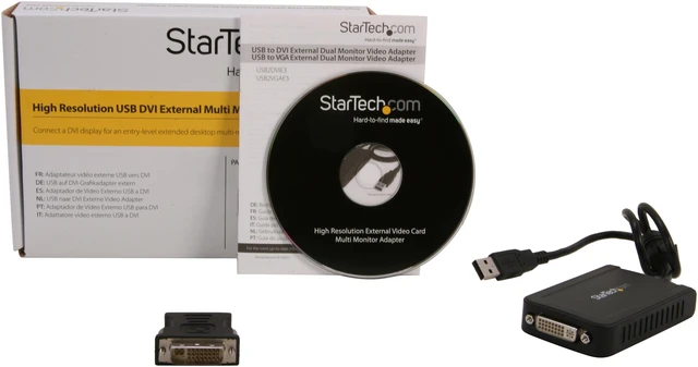 Alt view image 4 of 4 - StarTech.com USB2DVIE3 USB to DVI External Video Card Multi Monitor Adapter - USB to DVI Adapter - USB 2.0 DVI Converter - 1920x1200