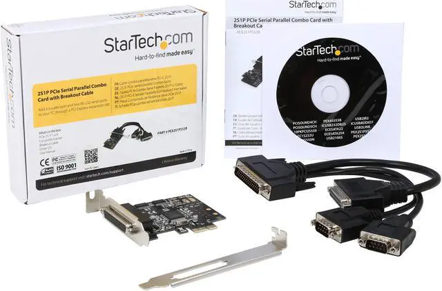 Alt view image 6 of 5 - StarTech.com 2S1P PCI Express Serial Parallel Combo Card with Breakout Cable Model PEX2S1P553B