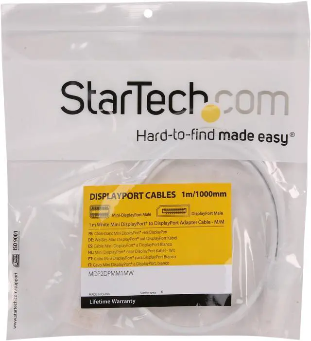 Alt view image 3 of 3 - StarTech.com Model MDP2DPMM1MW Mini DisplayPort to DisplayPort Adapter Cable Male to Male