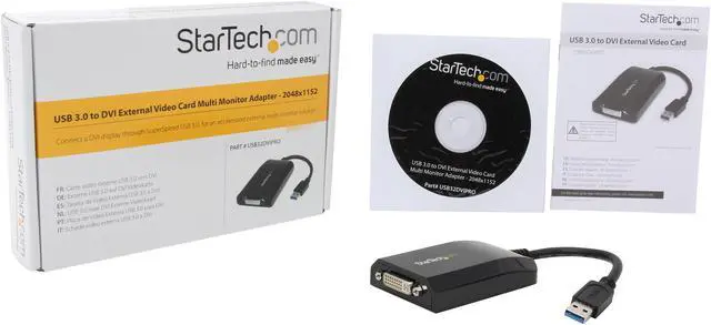 Alt view image 4 of 4 - StarTech.com USB32DVIPRO USB 3.0 to DVI / VGA External Video Card Multi Monitor Adapter - 2048x1152 - USB 3.0 Graphics Adapter M/F