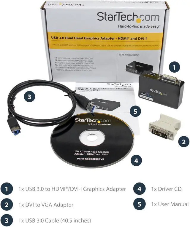 Alt view image 7 of 7 - StarTech.com USB32HDDVII USB 3.0 to HDMI and DVI Dual Monitor External Video Card Adapter