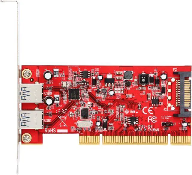 Alt view image 3 of 5 - StarTech.com 2 Port PCI SuperSpeed USB 3.0 Adapter Card with SATA Power Model PCIUSB3S22