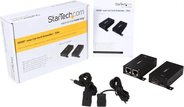 Alt view image 4 of 4 - StarTech.com ST121SHD30 HDMI Over Dual CAT5 / CAT6 Extender with Infrared IR 100ft /30m HDMI Over Ethernet Cable Extender Power Free 1080p