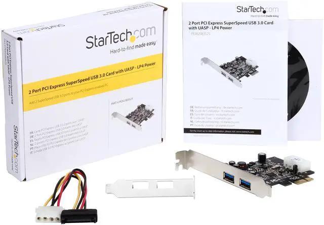 Alt view image 6 of 5 - StarTech.com 2 Port PCI Express (PCIe) SuperSpeed USB 3.0 Card Adapter with UASP - LP4 Power Model PEXUSB3S25