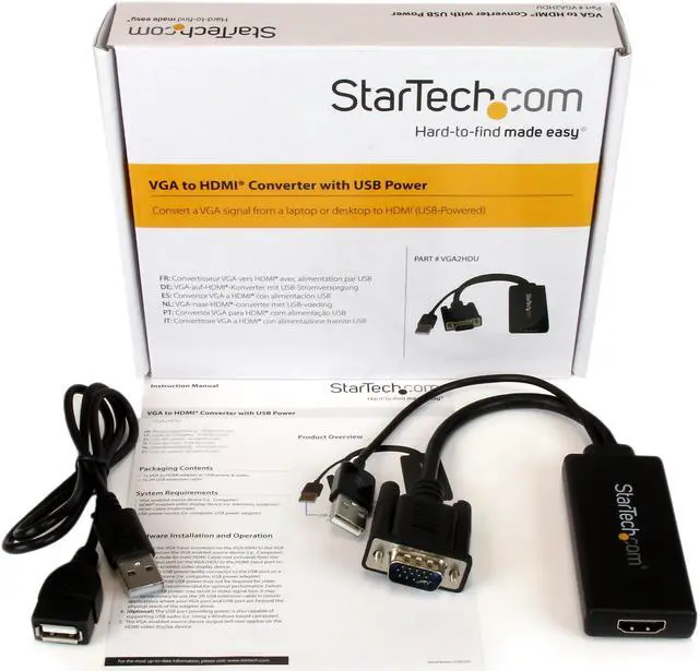 Alt view image 5 of 5 - StarTech.com VGA2HDU VGA to HDMI Adapter with USB Audio & Power - Portable VGA to HDMI Converter - 1080p