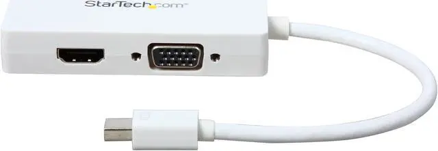 Alt view image 3 of 6 - StarTech.com MDP2VGDVHDW Travel A/V Adapter: 3-in-1 Mini DisplayPort to VGA DVI or HDMI Converter - White