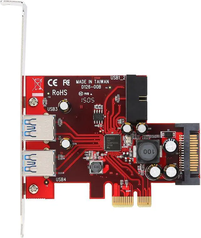 Alt view image 4 of 5 - StarTech.com PEXUSB3S2EI 4-port PCI Express USB 3.0 card - 2 external, 2 internal - SATA power