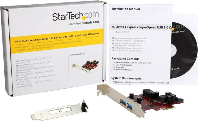 Alt view image 6 of 5 - StarTech.com PEXUSB3S2EI 4-port PCI Express USB 3.0 card - 2 external, 2 internal - SATA power
