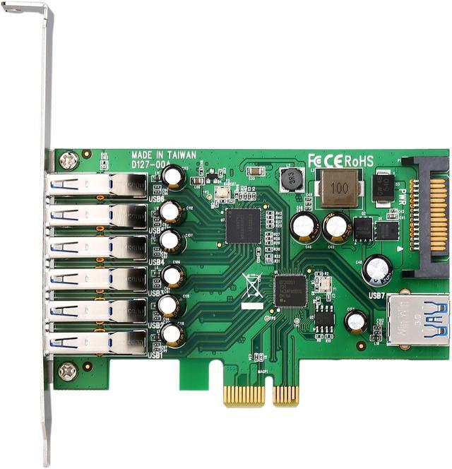 Startech PEXUSB3S7 StarTech.com 7 Port PCI Express USB 3.0 Card - 5Gbps -  Standard & Low-Profile - SATA Power - UASP Support - 1 Internal & 6 Ex…