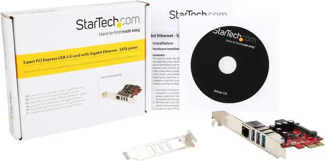 Alt view image 6 of 5 - StarTech.com 3-port PCI Express USB 3.0 card + Gigabit Ethernet Model PEXUSB3S3GE