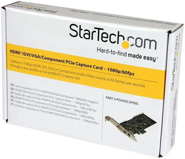 Alt view image 5 of 5 - StarTech PEXHDCAP60L PCIe Video Capture Card - HDMI / DVID / VGA / Component - 60 fps Game Capture Card - 1080p - HDMI Video Capture Card