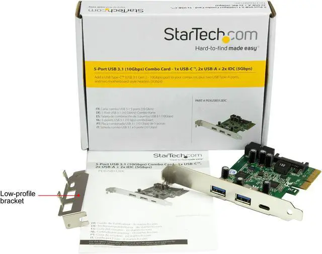 Alt view image 6 of 6 - StarTech.com PEXUSB312EIC USB 3.1 PCIE Card - 5 Port - 1x USB-C - 2x USB-A - 1x 2 Port IDC - Internal USB Header Expansion - USB C PCIe Card
